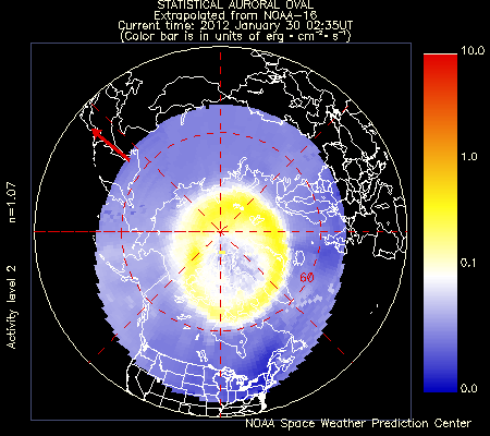 Aktivitet m?lt med POES - Data fra NOAA
